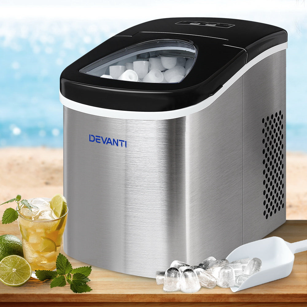 Devanti 2.4L Stainless Steel Portable Ice Cube Maker-7