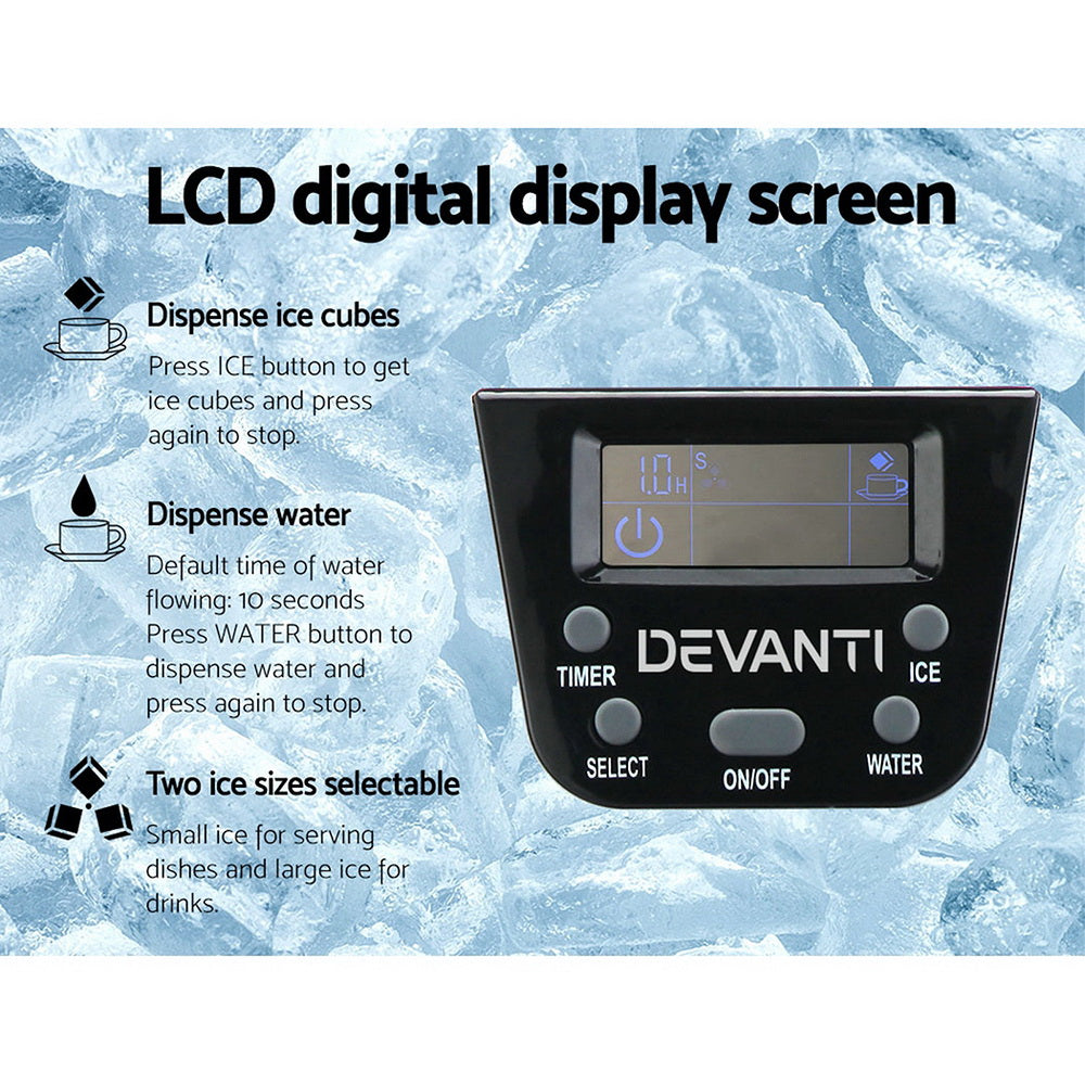 Devanti 2L Portable Ice Cuber Maker & Water Dispenser - Silver-5