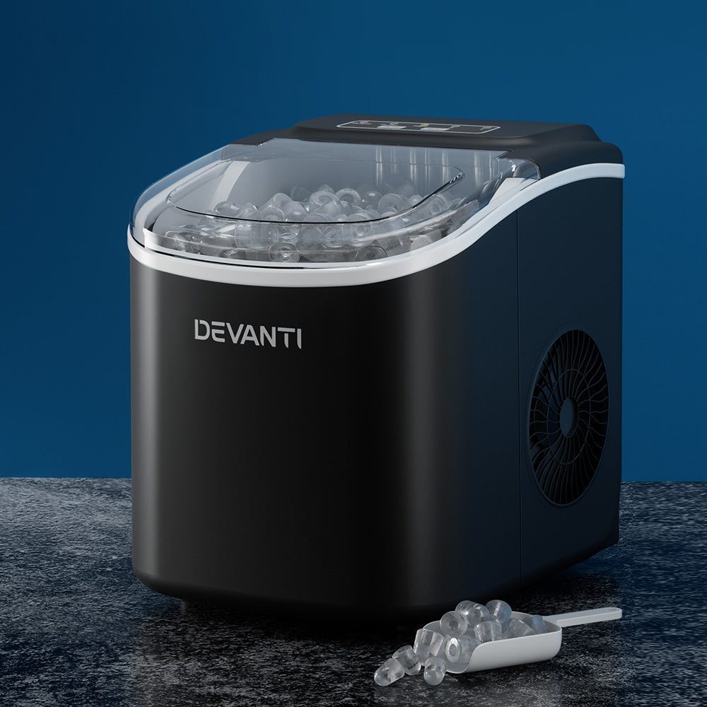 Devanti Portable Ice Maker Machine Ice Cube Tray 12kg Bar Countertop Black-6