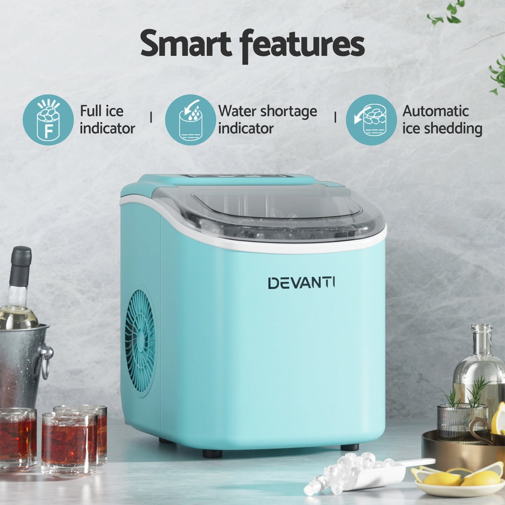 Devanti 12kg Ice Maker Machine w/Self Cleaning Green-3