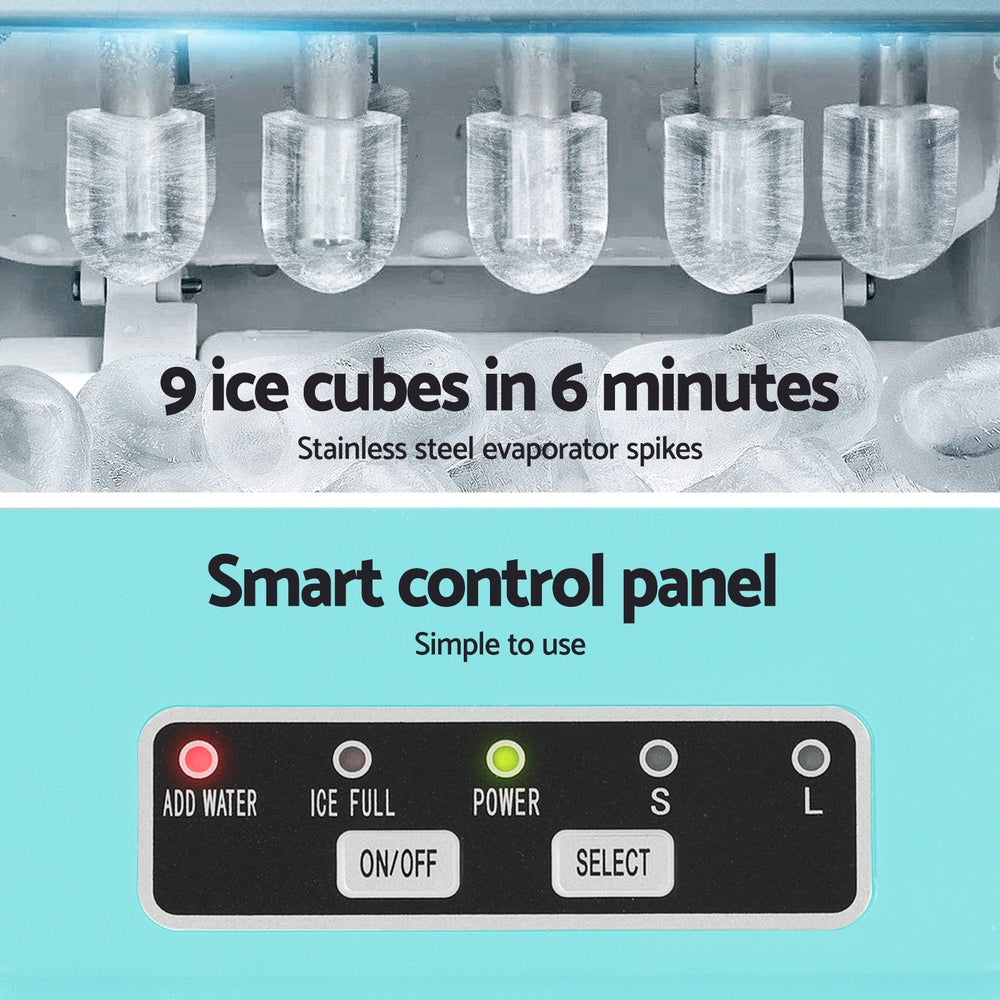 Devanti 12kg Ice Maker Machine w/Self Cleaning Green-5