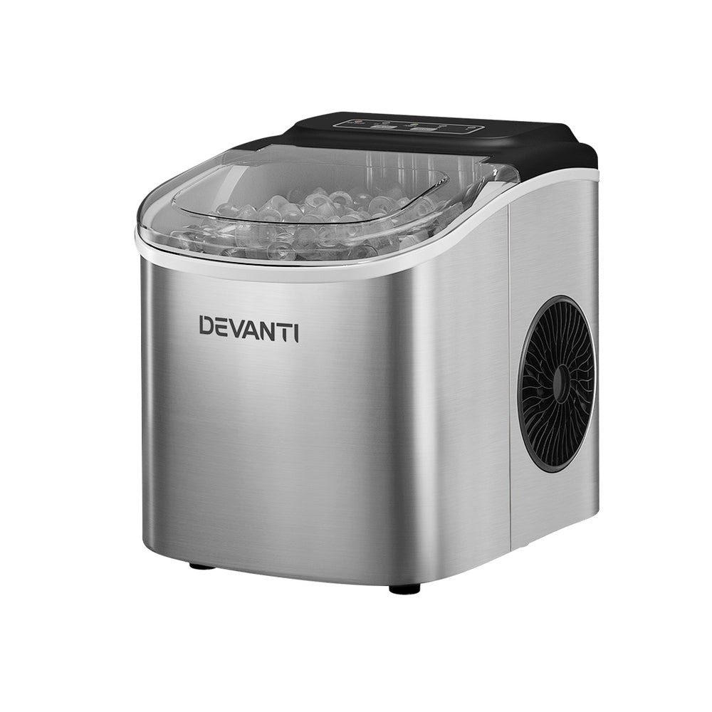 Devanti 12kg Ice Maker Machine w/Self Cleaning Silver-0