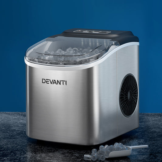 Devanti 12kg Ice Maker Machine w/Self Cleaning Silver-0