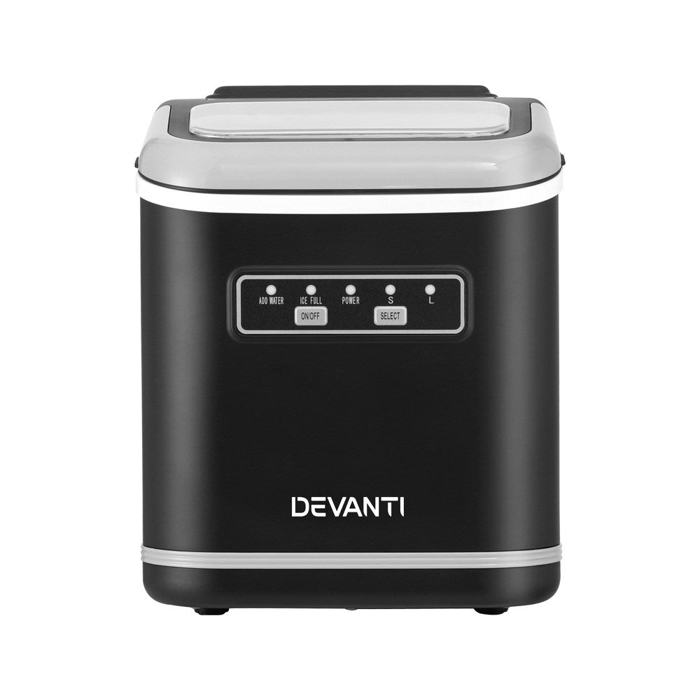 Devanti Ice Maker Machine Portable 12kg Countertop w/Self Cleaning 1.3L Black-2