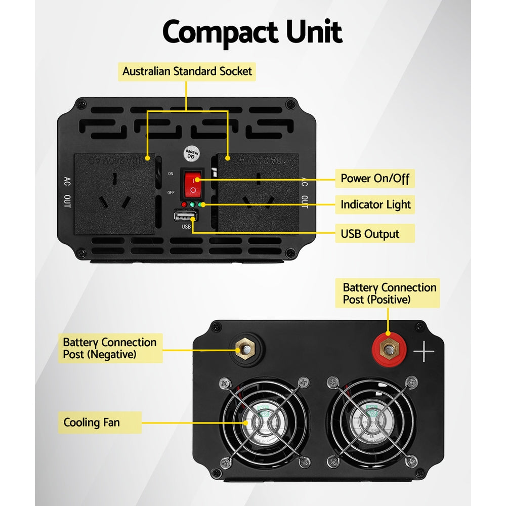 Giantz 1500W Puresine Wave DC-AC Power Inverter-4