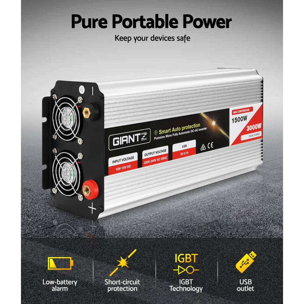 Giantz 1500W Puresine Wave DC-AC Power Inverter-5