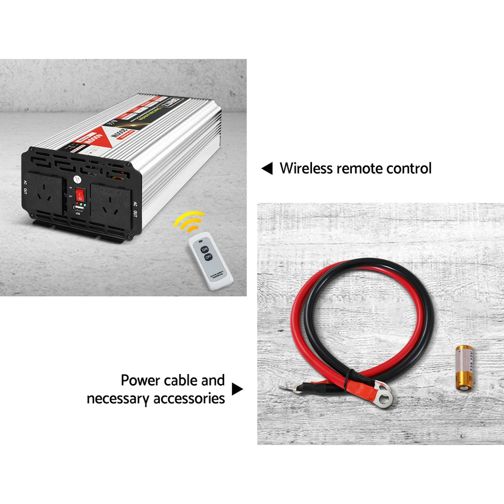 Giantz Power Inverter 2000W or 4000W Pure Sine Wave 12V-240V Camping Boat Caravan-6