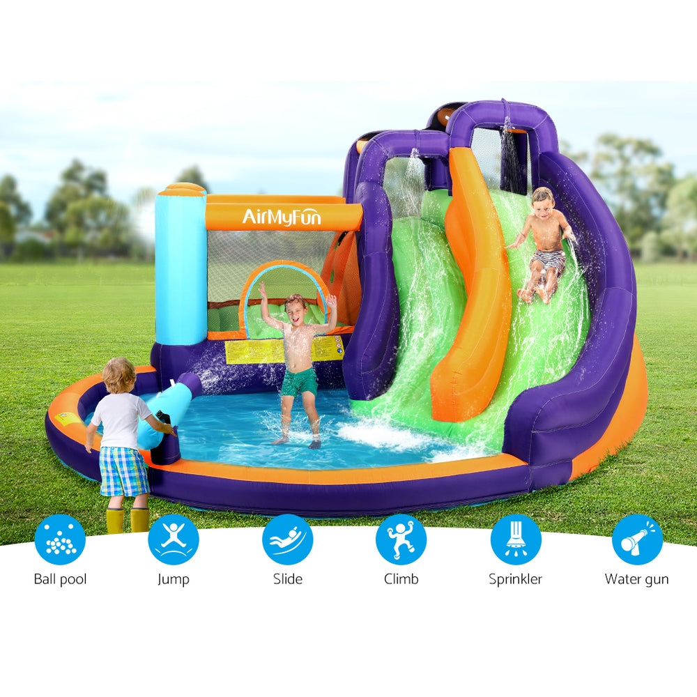 AirMyFun Inflatable Water Slide Kids Jumping Trampoline Castle Double Slide-3