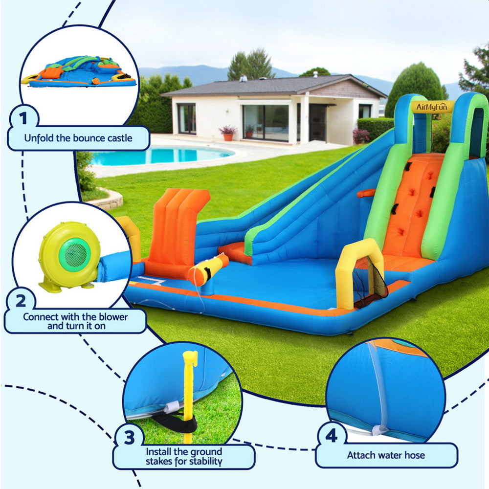 AirMyFun Kids Inflatable Pool Water Slide Cannon Splash Park Castle Outdoor Toys 427X374CM-5
