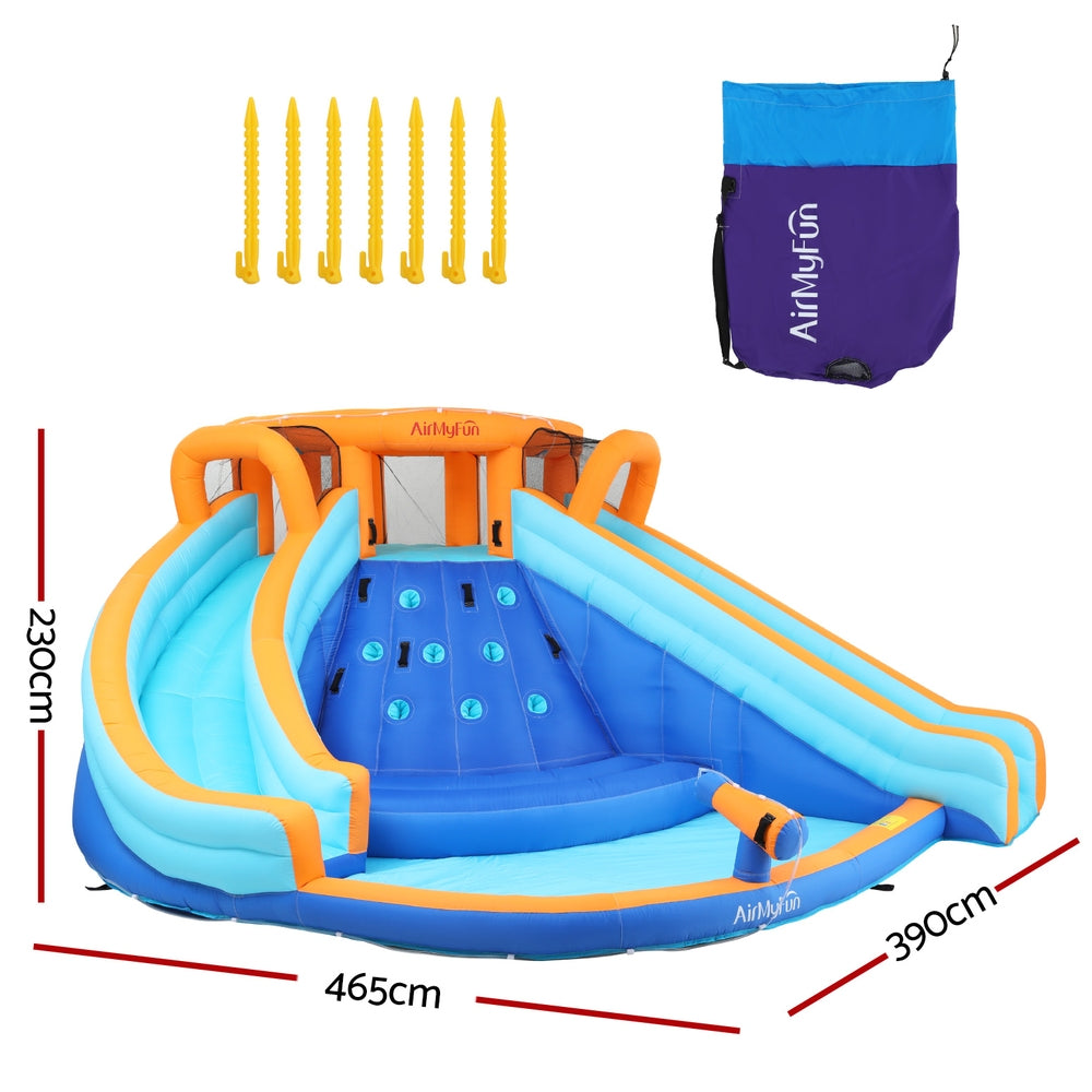 AirMyFun Kids Inflatable Pool Water Double Slide Park Jumping Castle 465X390CM-1