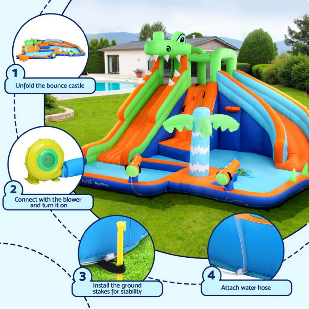 AirMyFun Kids Inflatable Pool Water Double Slide Park Jumping Castle 465X430CM-5