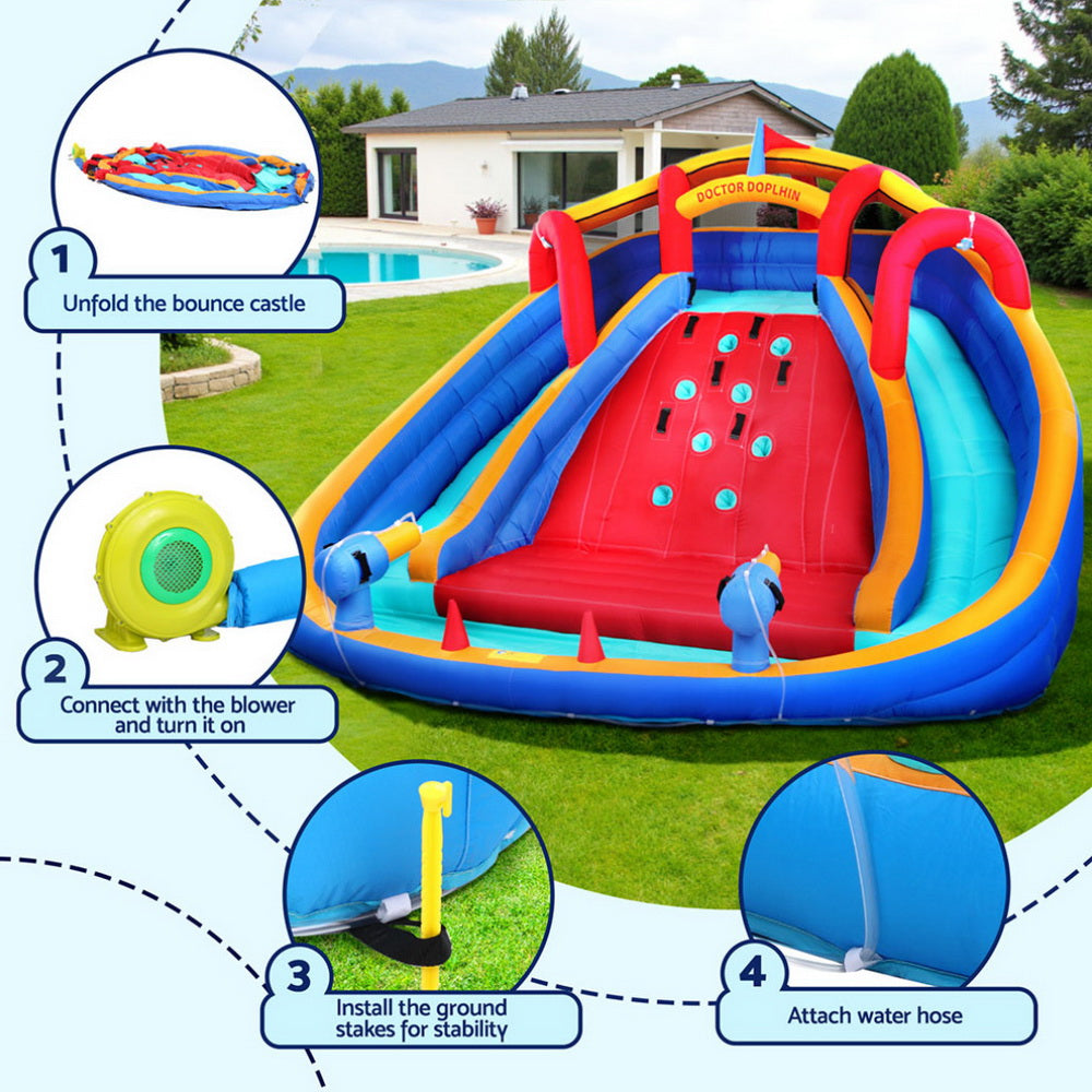 Kids Inflatable Pool Water Slide Cannon Splash Park Toss Game 408X386CM-5