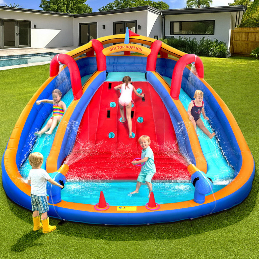 Kids Inflatable Pool Water Slide Cannon Splash Park Toss Game 408X386CM-6
