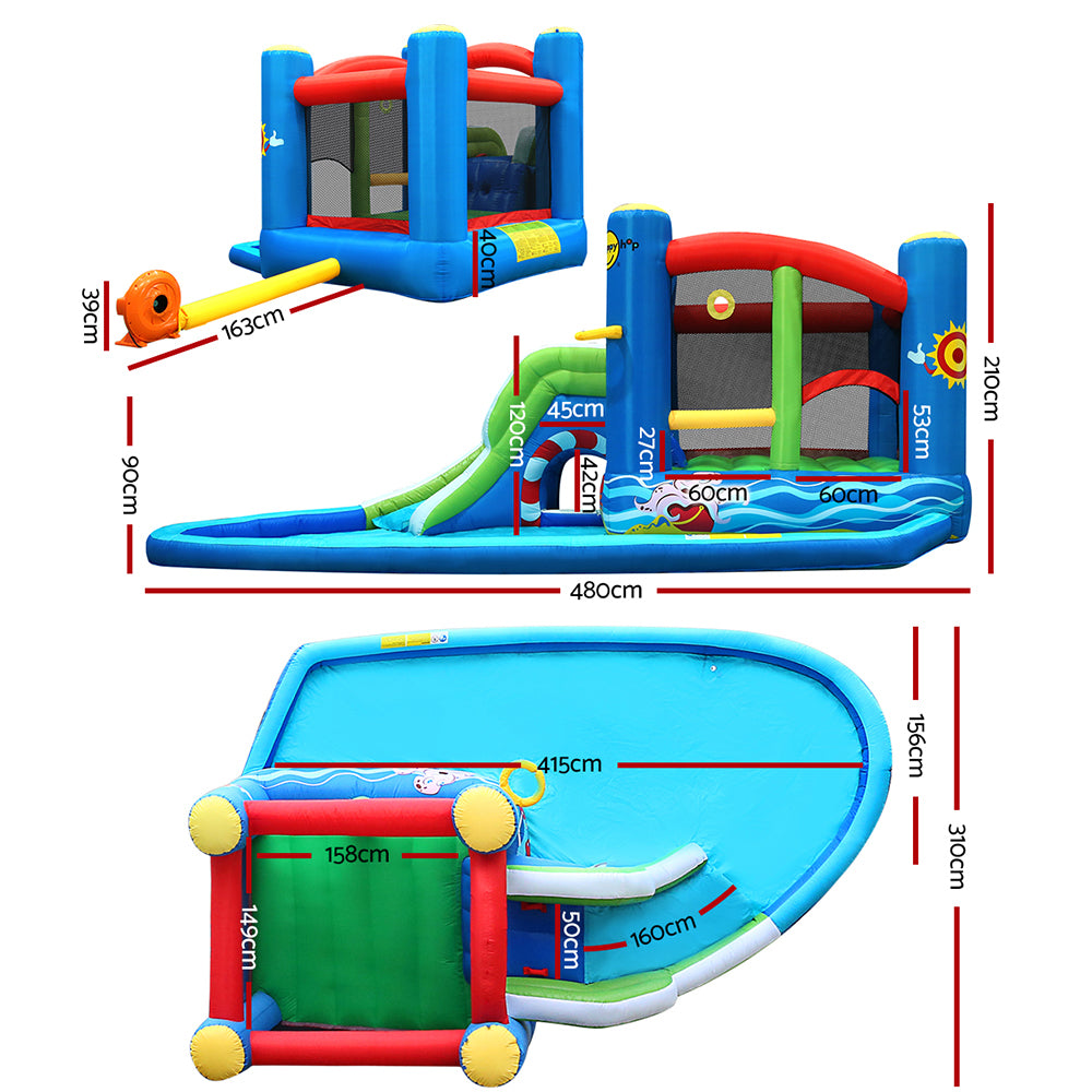 Happy Hop Inflatable Water Slide Jumping Trampoline Castle Bouncer Toy Splash-1