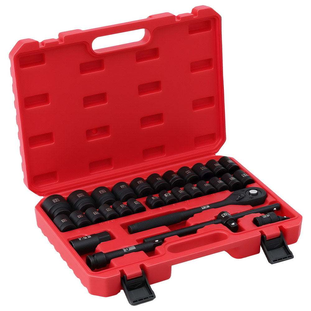 Giantz 30Pc 1/2" Drive Socket Set Cr-V Steel 8-32mm Workshop Repair-2