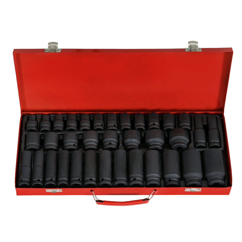 Giantz 35pcs 1/2" Drive Impact Socket Set Metric 8-32mm with Case-0