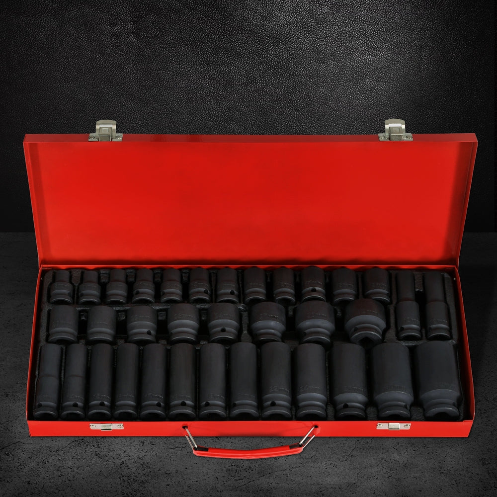 Giantz 35pcs 1/2" Drive Impact Socket Set Metric 8-32mm with Case-4