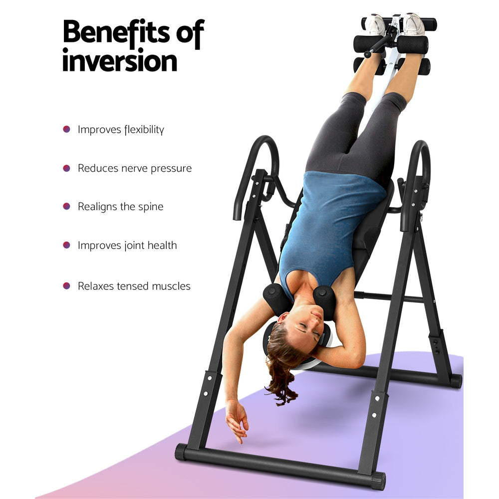 Everfit Inversion Table Gravity Exercise Inverter Back Stretcher Home Gym Grey-3
