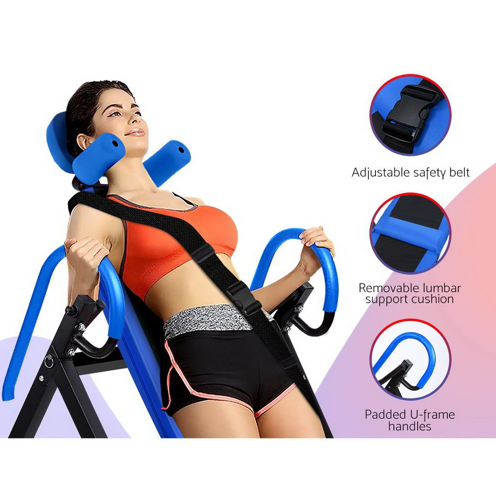 Everfit Inversion Table Gravity Exercise Inverter Back Stretcher Home Gym Blue-2
