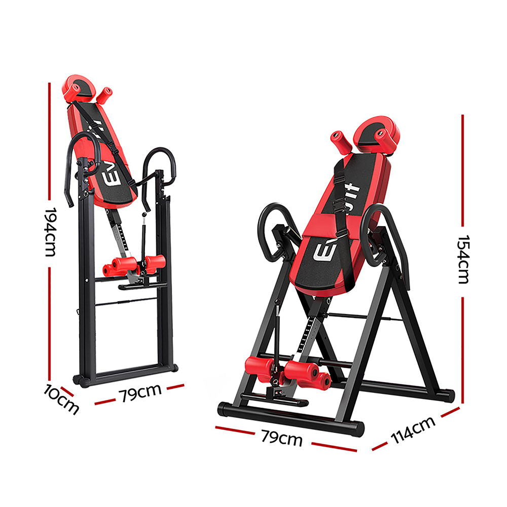 Everfit Inversion Table Gravity Exercise Inverter Back Stretcher Home Gym Red-2