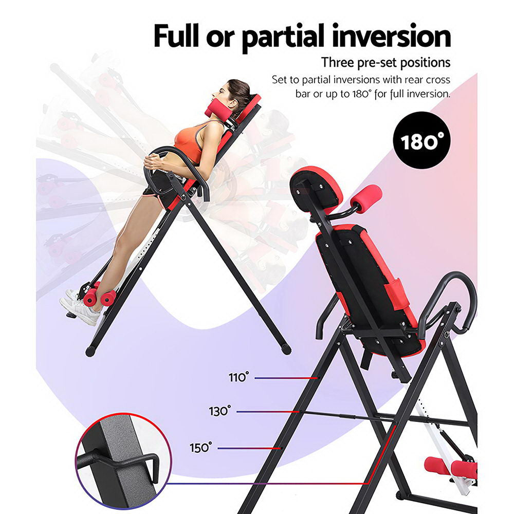 Everfit Inversion Table Gravity Exercise Inverter Back Stretcher Home Gym Red-5