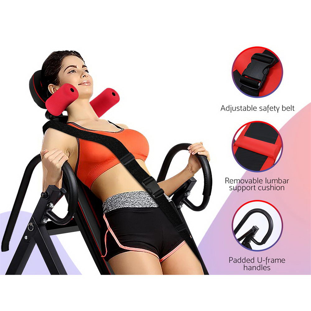 Everfit Inversion Table Gravity Exercise Inverter Back Stretcher Home Gym Black-2