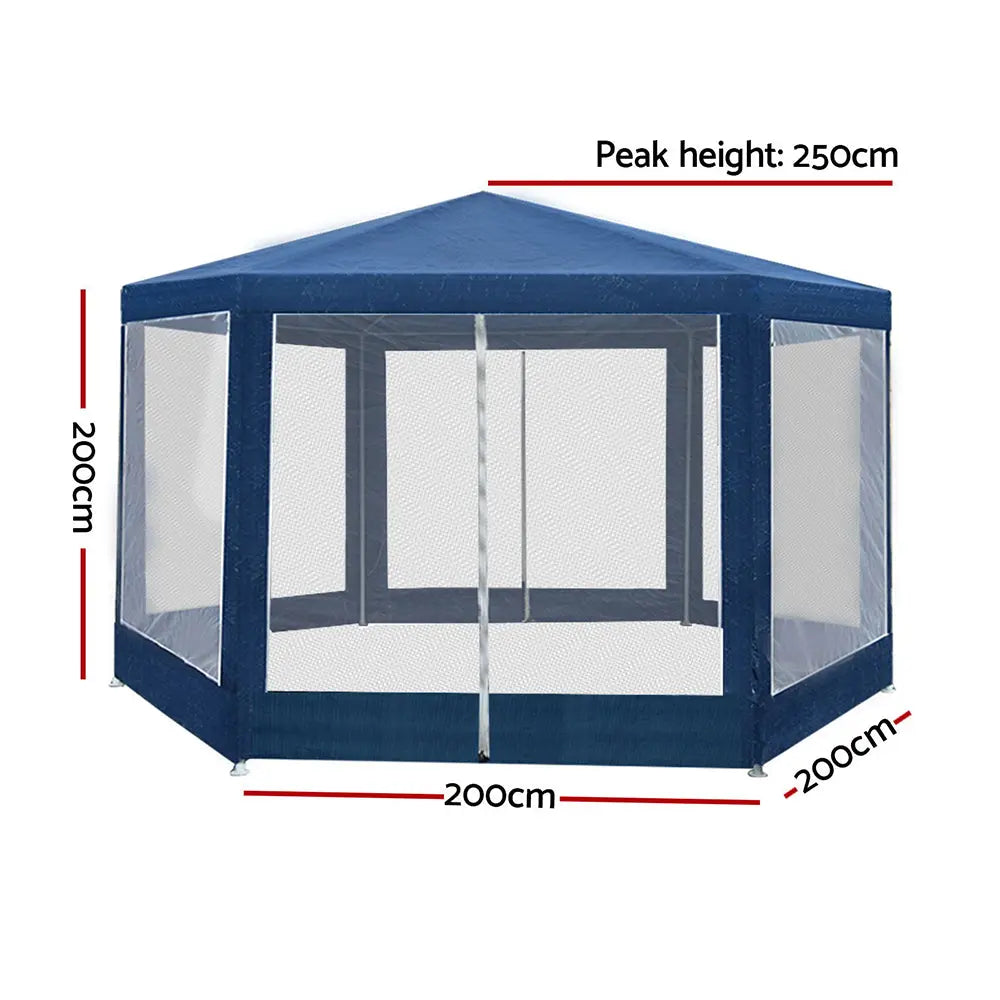 Instahut Gazebo?2x2m Marquee Wedding Party Tent Outdoor Camping Mesh Wall Canopy Shade Gazebos Navy-1