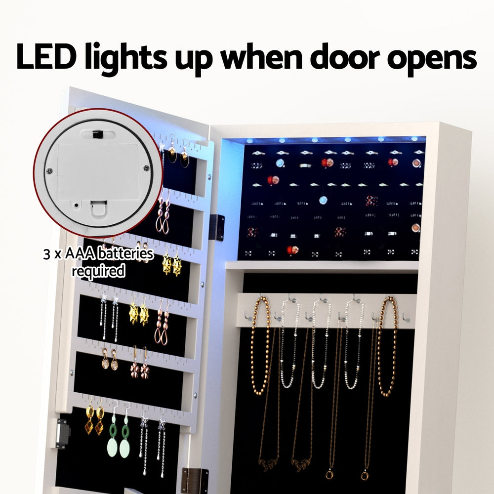 Artiss Jewellery Cabinet Mirror Free Standing-4