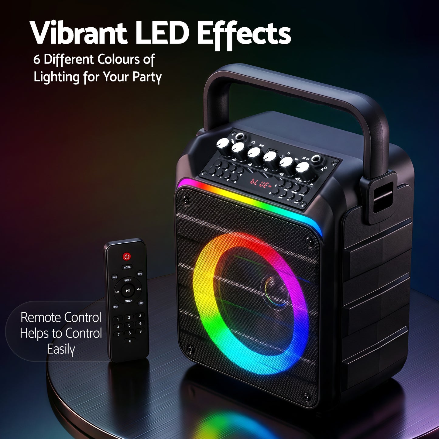 Alpha Portable Karaoke Machine with 2 Wireless Microphones Bluetooth 5.3-6