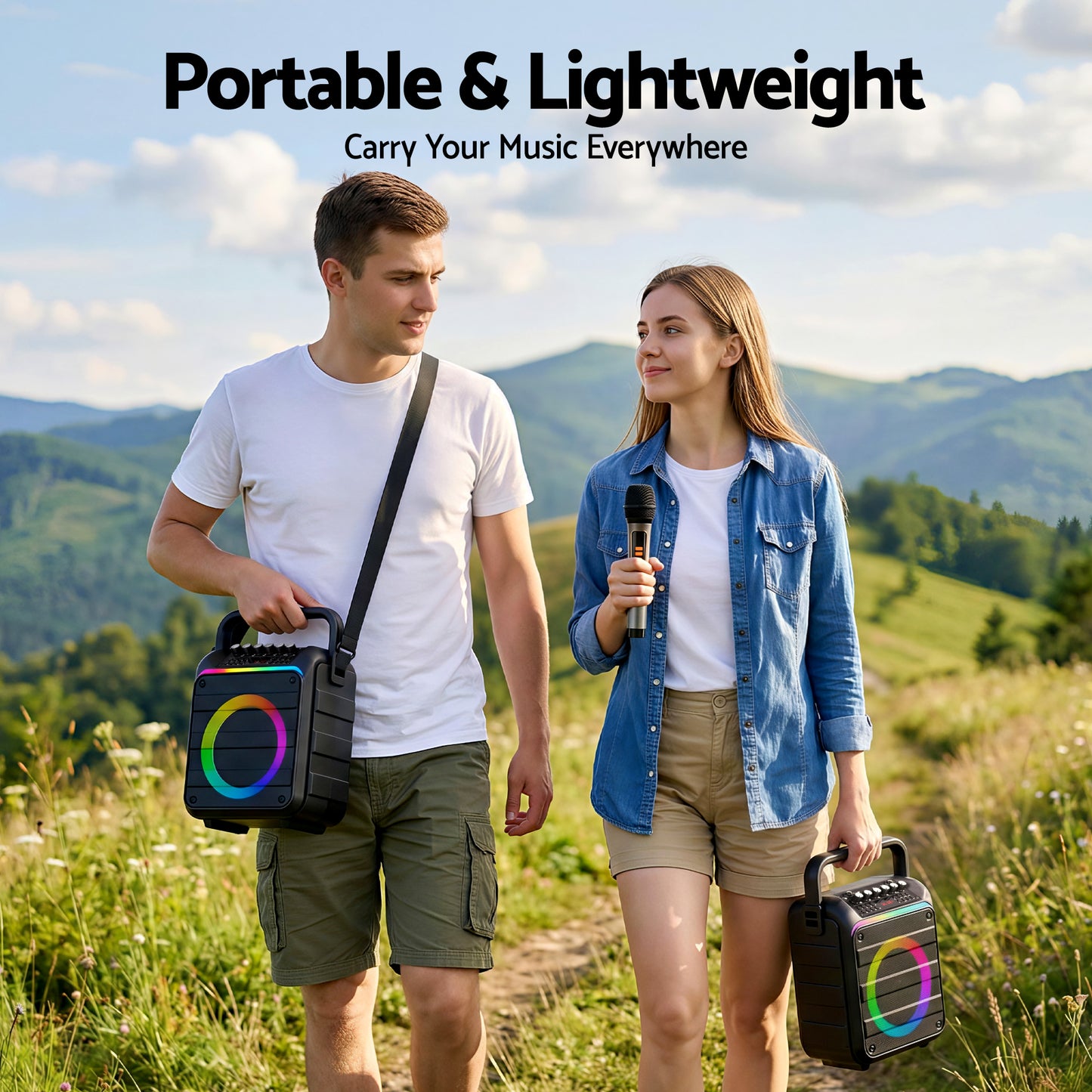 Alpha Portable Karaoke Machine with 2 Wireless Microphones Bluetooth 5.3-7