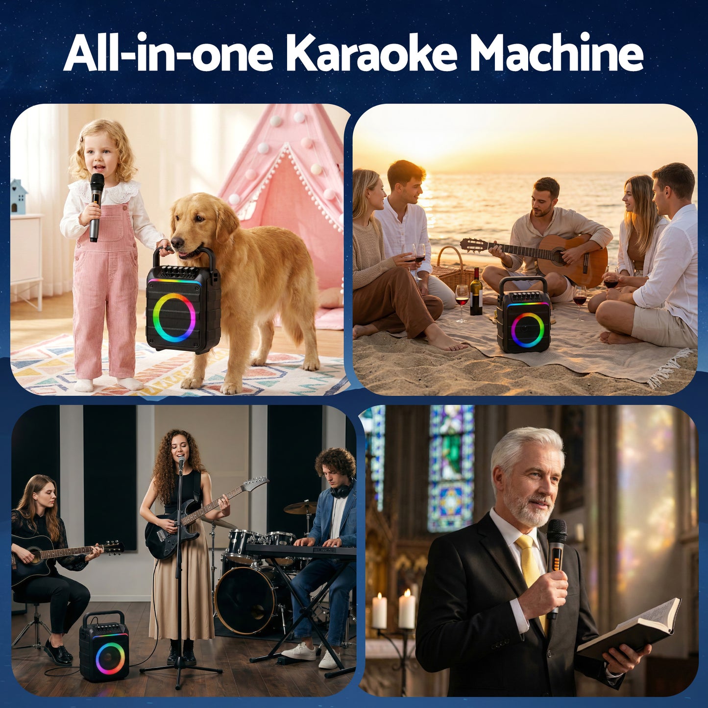Alpha Portable Karaoke Machine with 2 Wireless Microphones Bluetooth 5.3-8