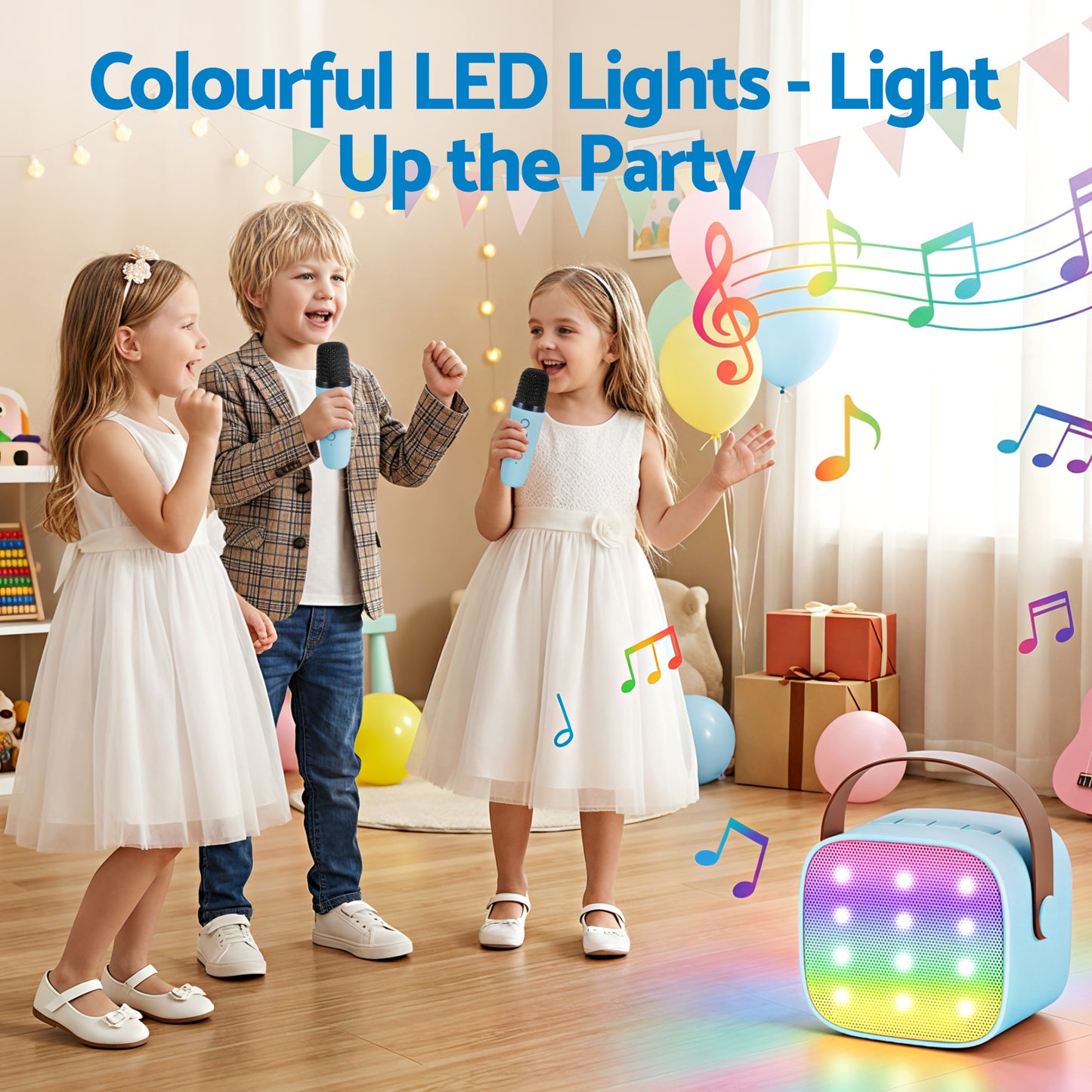 Alpha Mini Portable Karaoke Machine for Adults Kids with 2 Wireless Microphones-7