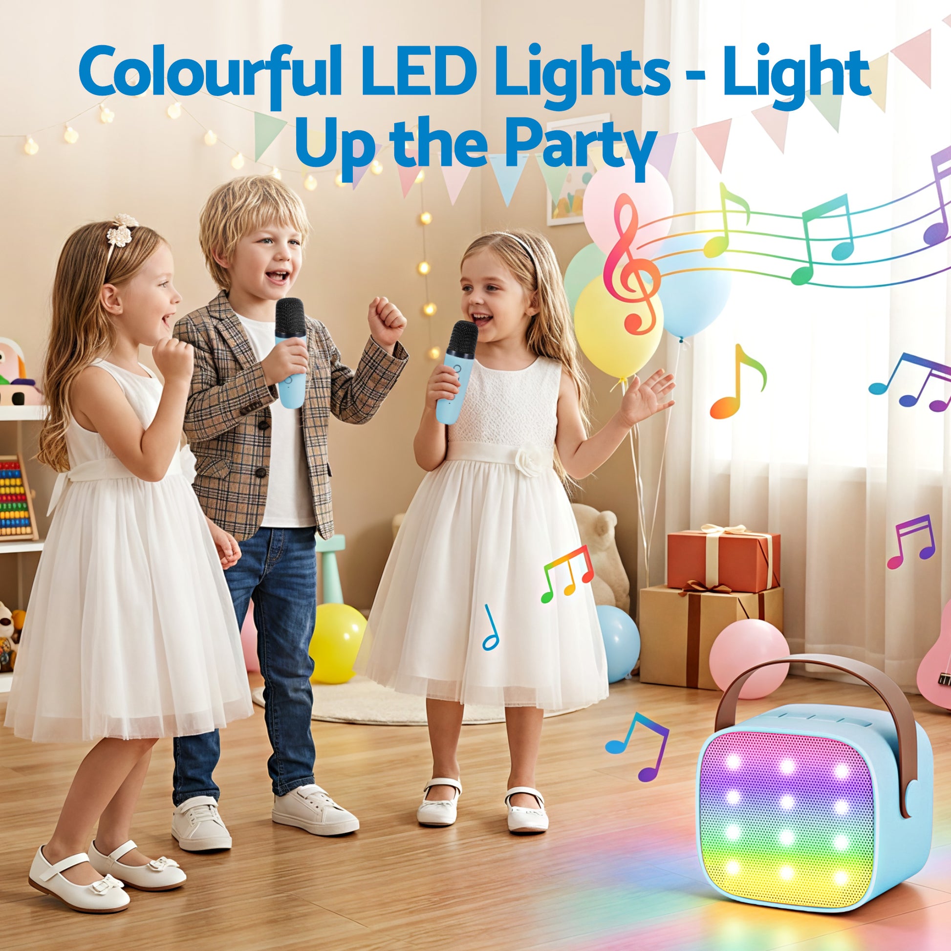 Alpha Mini Portable Karaoke Machine for Adults Kids with 2 Wireless Microphones-7