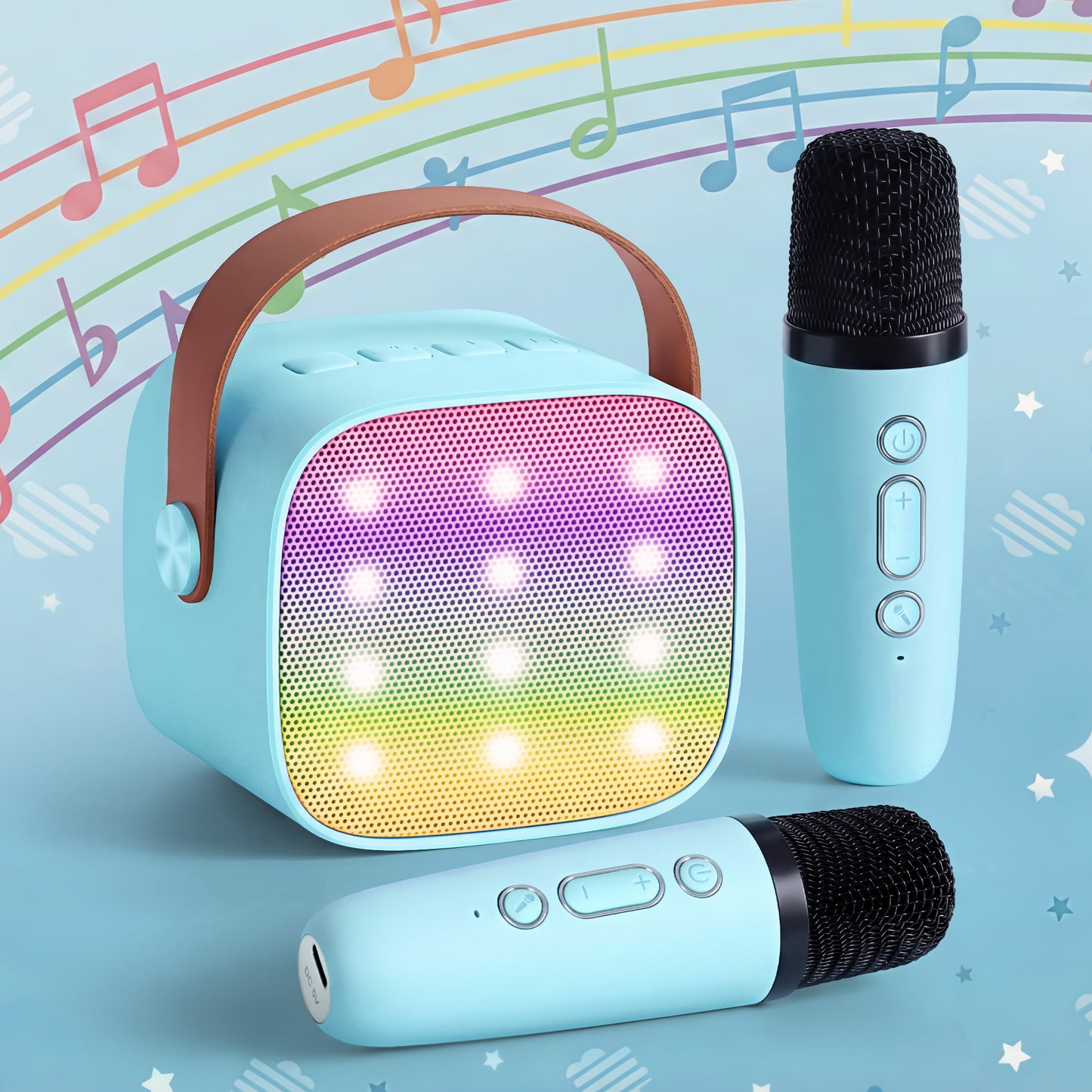 Alpha Mini Portable Karaoke Machine for Adults Kids with 2 Wireless Microphones-10