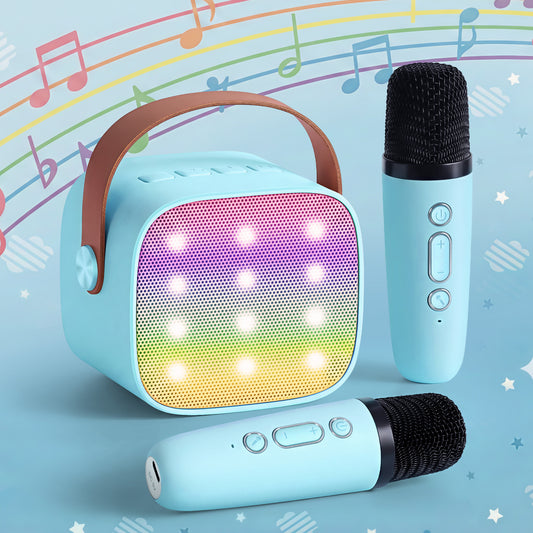 Alpha Mini Portable Karaoke Machine for Adults Kids with 2 Wireless Microphones-10