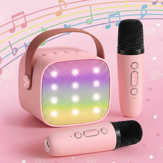 Alpha Mini Portable Karaoke Machine for Adults Kids with 2 Wireless Microphones-10