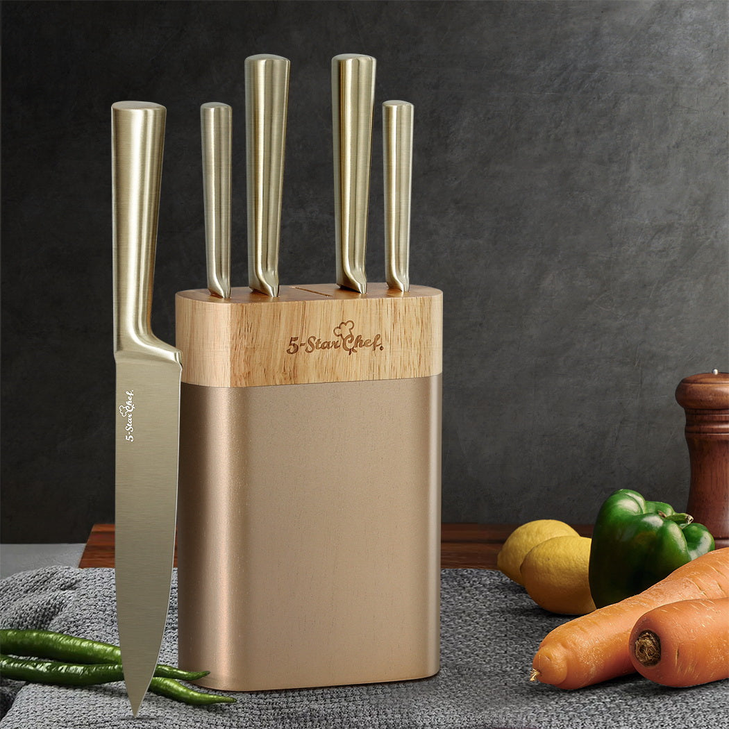 5-Star Chef 6PCS Kitchen Knife Set Stainless Steel Nonstick Block Chef Sharp-7