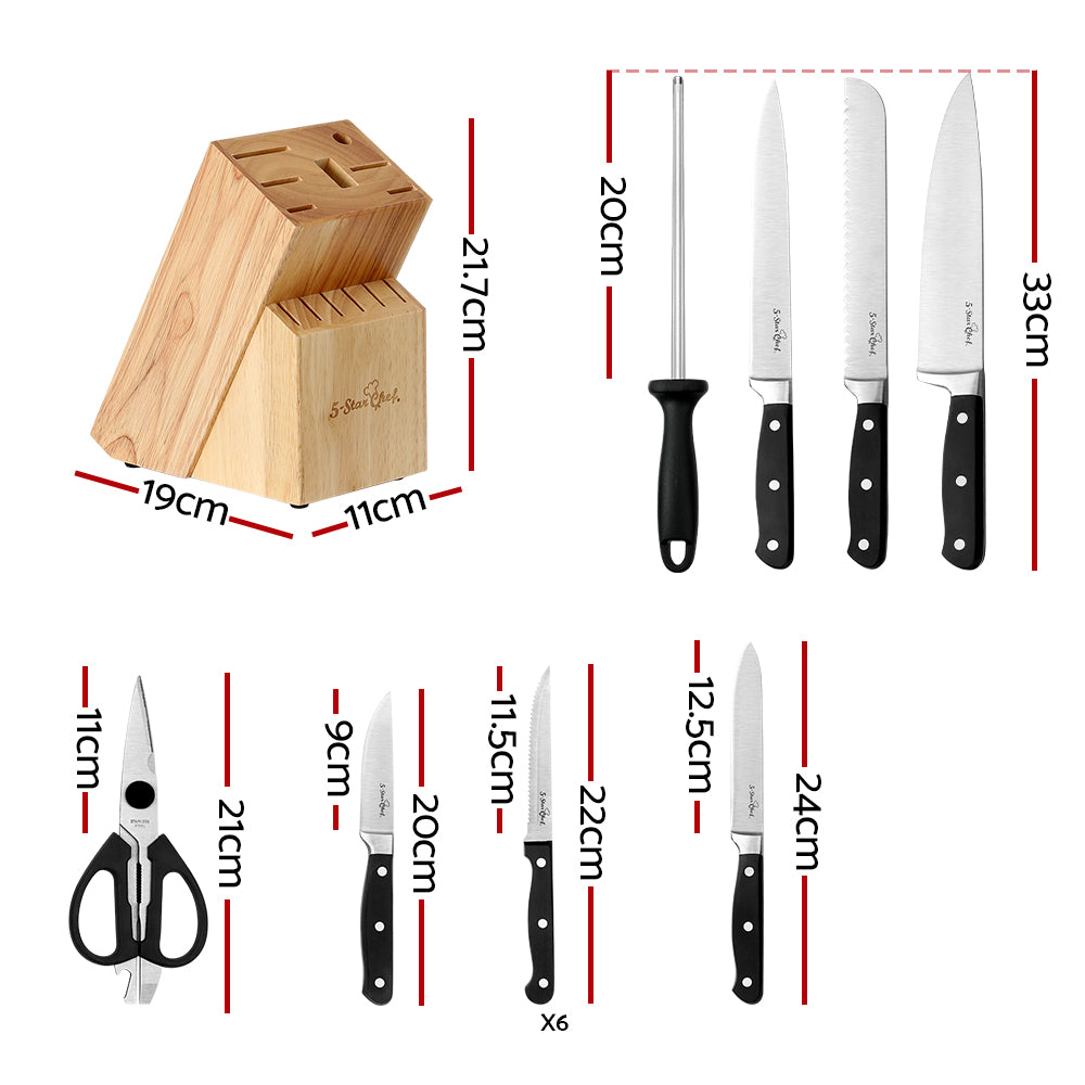 5-Star Chef 14PCS Kitchen Knife Set Stainless Steel Non-stick with Sharpener-1