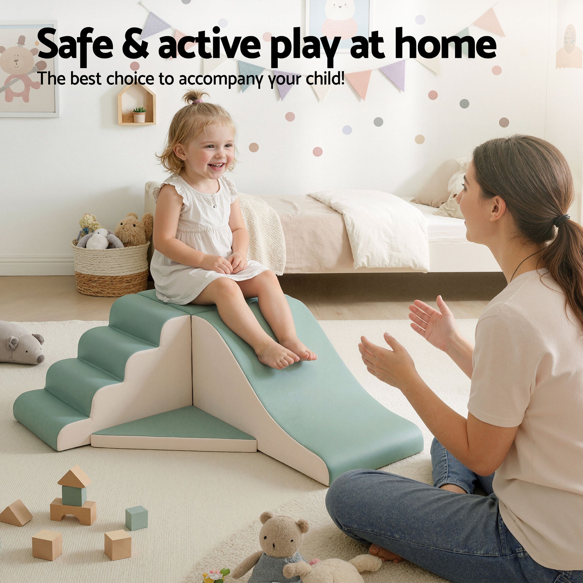 Keezi Kids Climbing Blocks 4-Piece Foam Toddler Playset Soft Indoor Climbing Toy Rocker-3