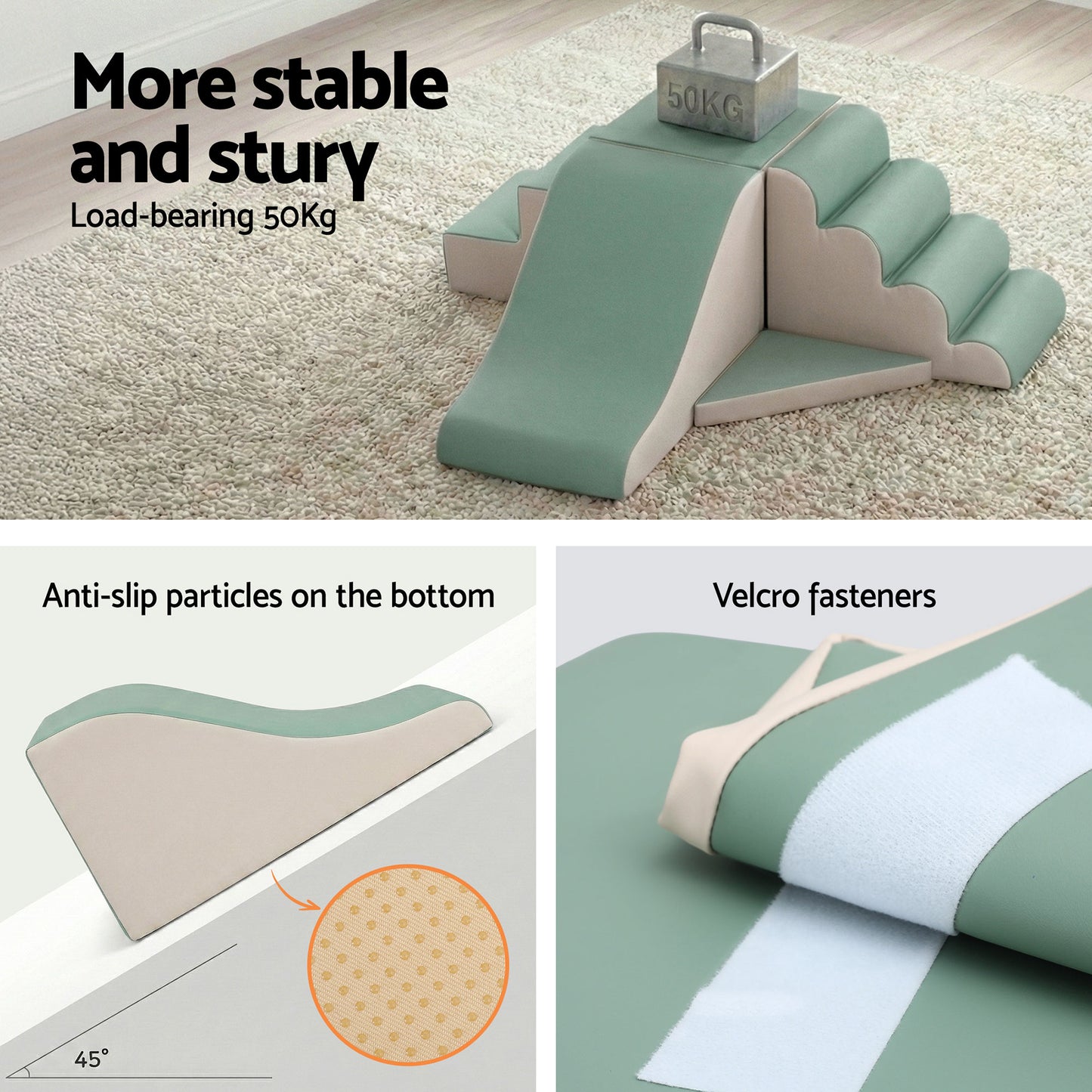 Keezi Kids Climbing Blocks 4-Piece Foam Toddler Playset Soft Indoor Climbing Toy Rocker-6