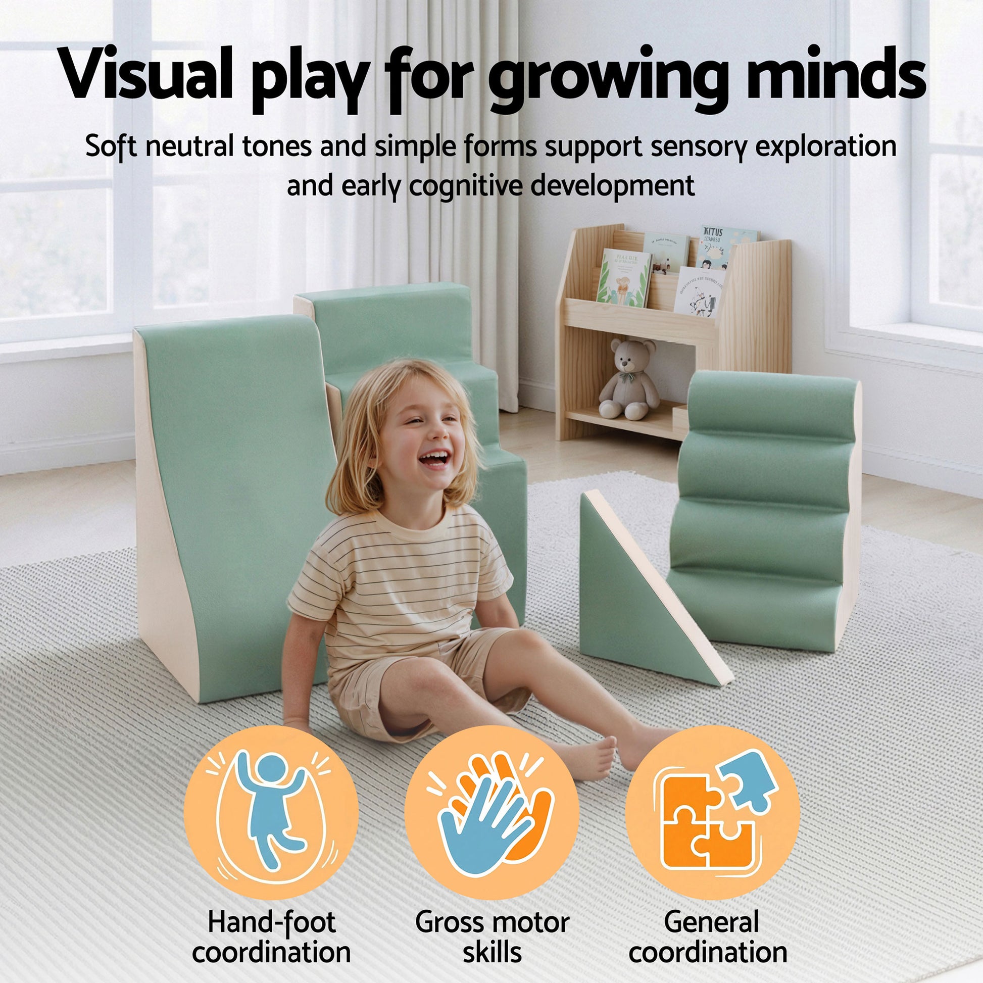 Keezi Kids Climbing Blocks 4-Piece Foam Toddler Playset Soft Indoor Climbing Toy Rocker-7