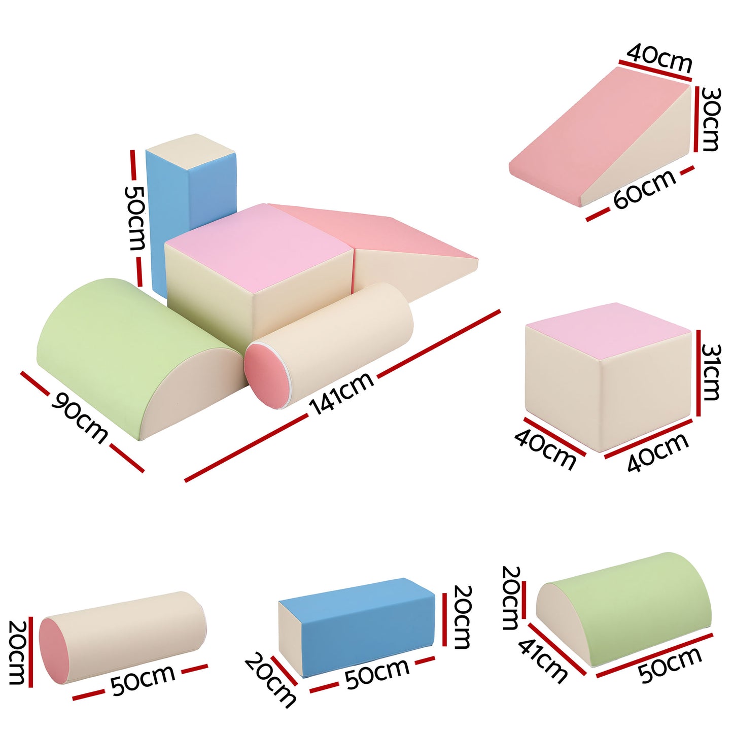 Keezi Kids Climbing Blocks 5-Piece Foam Toddler Playset Soft Indoor Climbing Toy Rocker-1