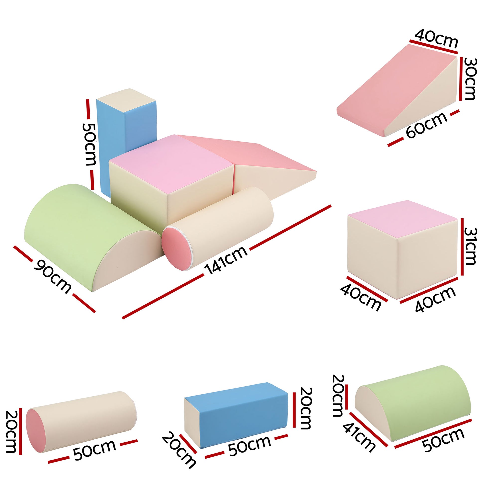 Keezi Kids Climbing Blocks 5-Piece Foam Toddler Playset Soft Indoor Climbing Toy Rocker-1