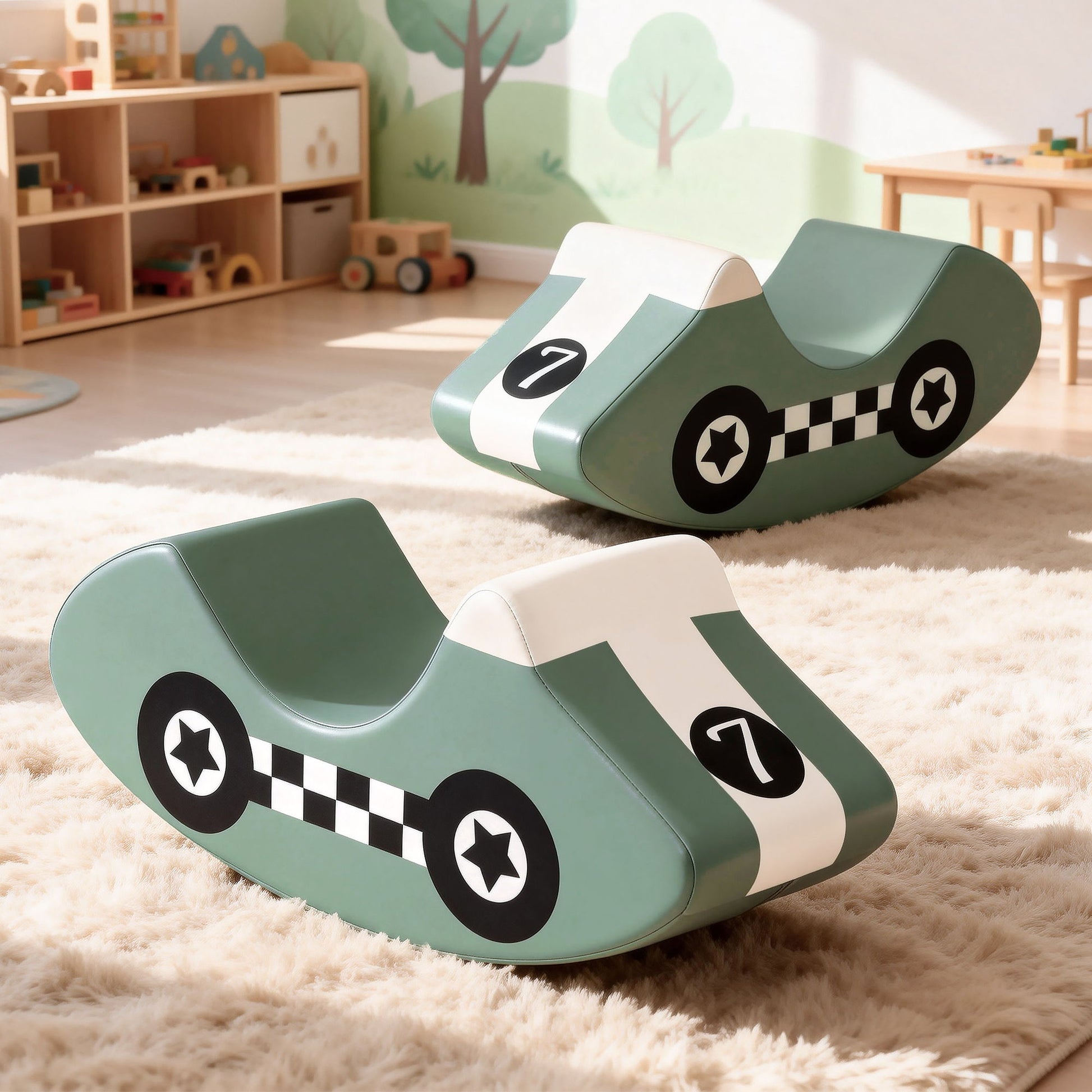 Keezi Kids Climbing Blocks Foam Toddler Playset Soft Indoor Climbing Toy Rocker Green-0