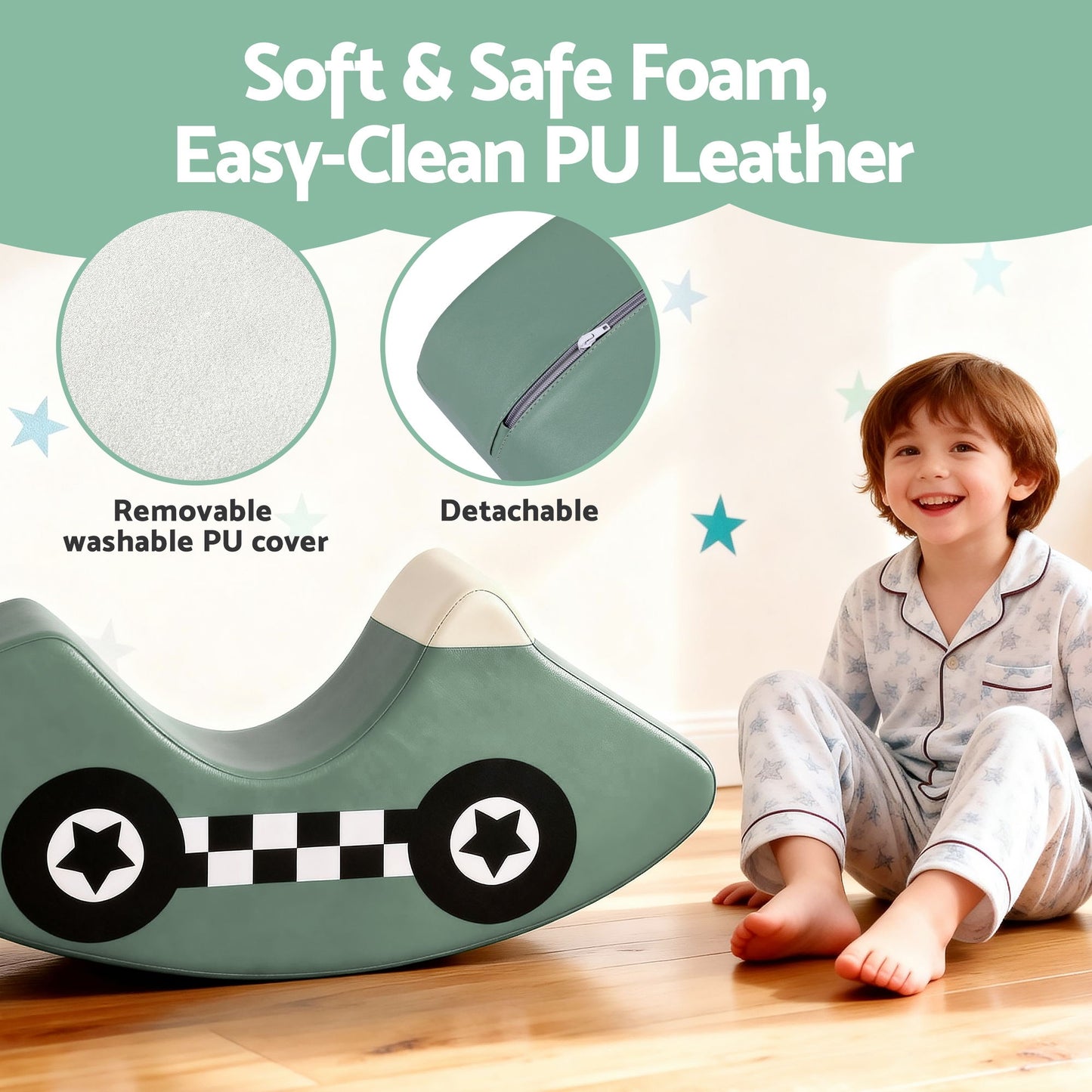 Keezi Kids Climbing Blocks Foam Toddler Playset Soft Indoor Climbing Toy Rocker Green-5