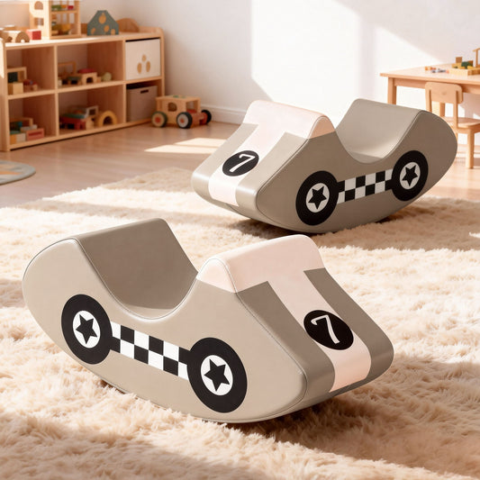 Keezi Kids Climbing Blocks Foam Toddler Playset Soft Indoor Indoor Climbing Toy Rocker Khaki-0