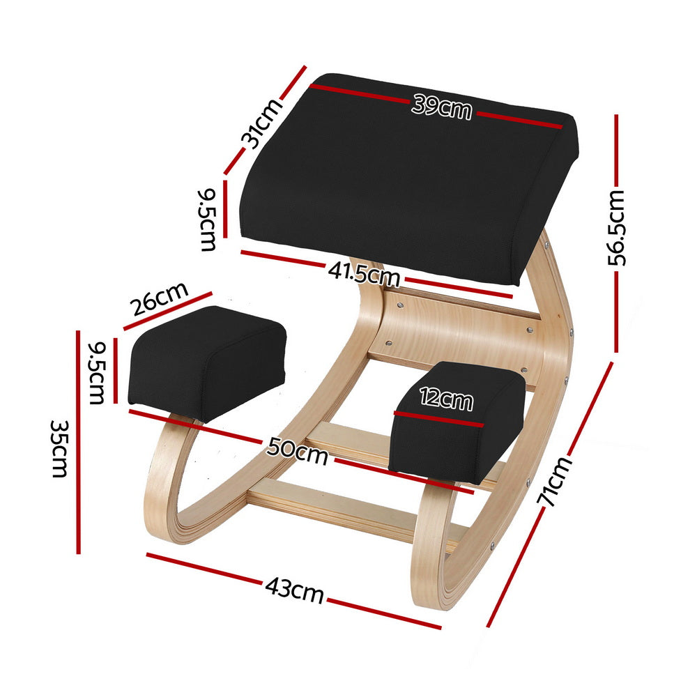 Artiss Kneeling Chair Ergonomic Posture Chair with Memory Foam Balance Stool for Home Office Gaming 120kg Weight Capacity Black-1