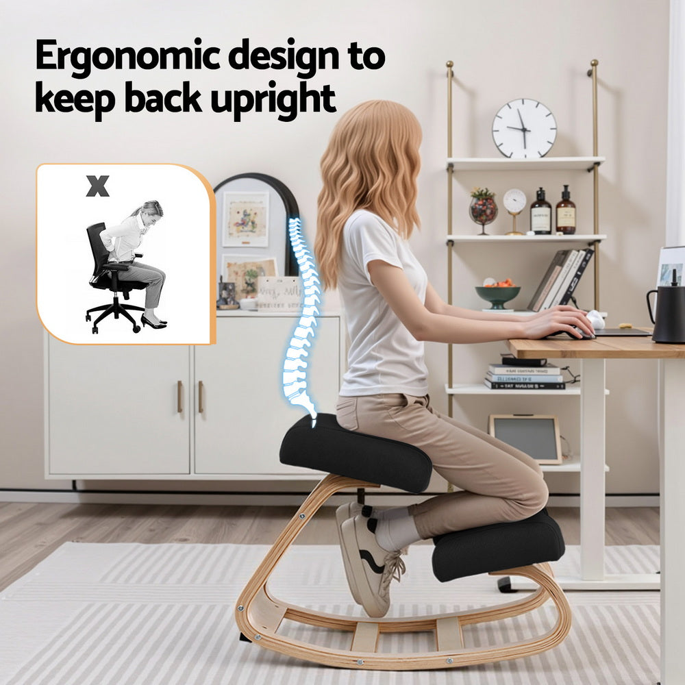 Artiss Kneeling Chair Ergonomic Posture Chair with Memory Foam Balance Stool for Home Office Gaming 120kg Weight Capacity Black-3
