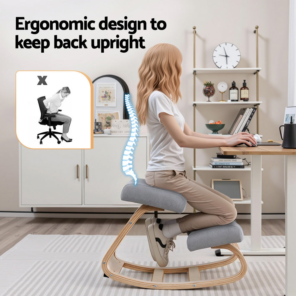 Artiss Kneeling Chair Ergonomic Posture Chair with Memory Foam Balance Stool for Home Office Gaming 120kg Weight Capacity Gray-3