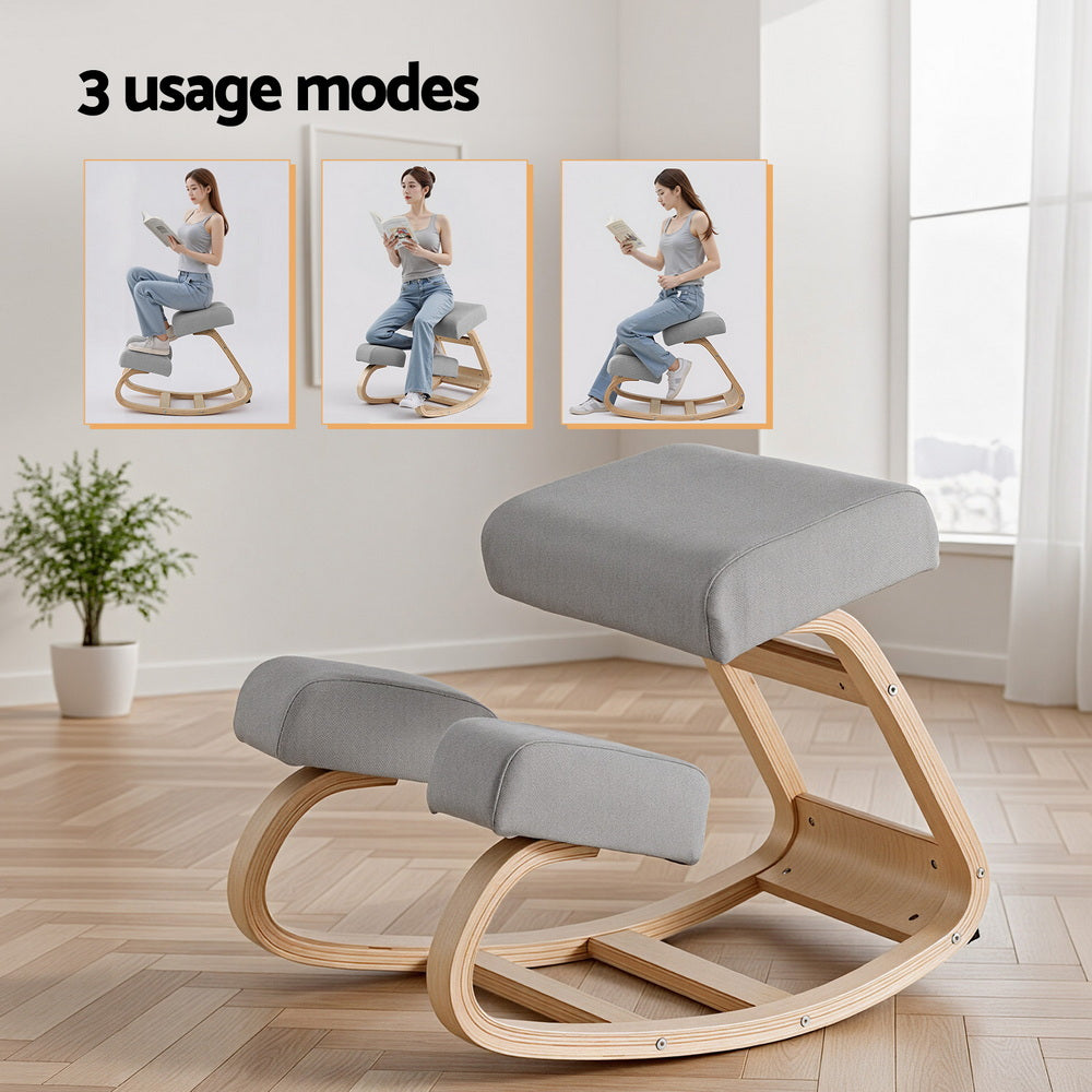 Artiss Kneeling Chair Ergonomic Posture Chair with Memory Foam Balance Stool for Home Office Gaming 120kg Weight Capacity Gray-4